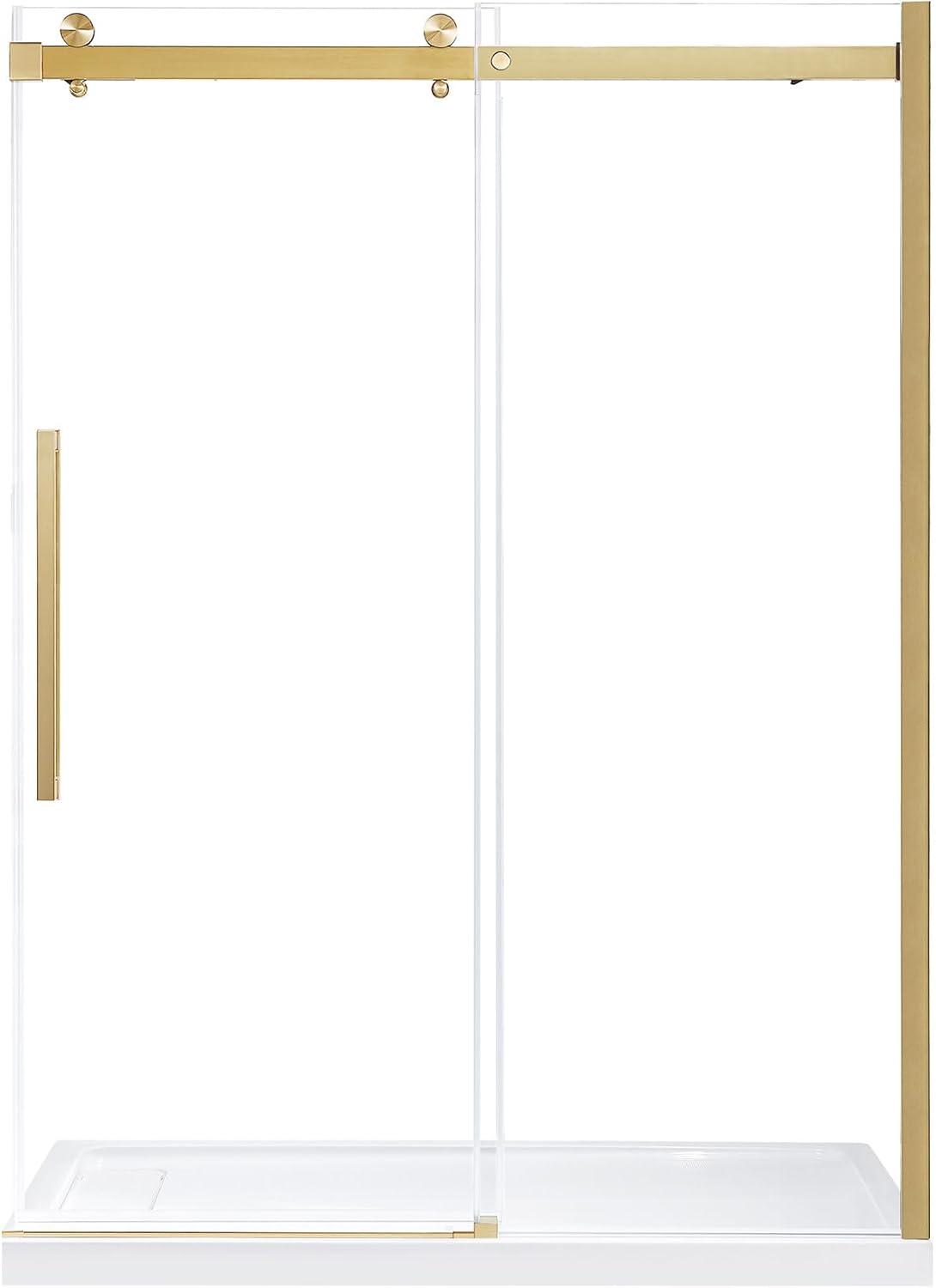 OVE Decors Bel Soft Close Gold 58-in to 60-in x 78.75-in Frameless Sliding Soft Close Shower Door