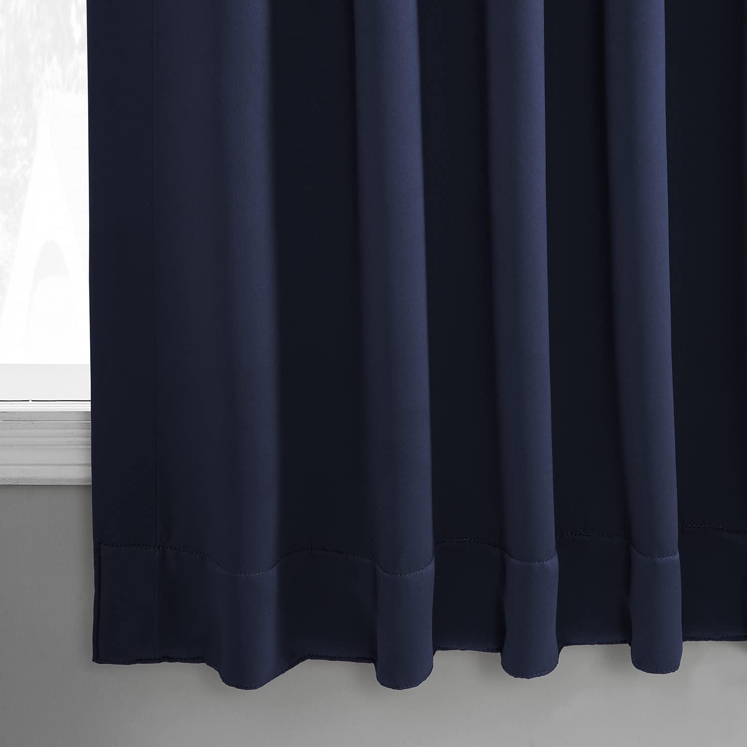 Navy Blue Pole Pocket Blackout Room Darkening Curtain (1 Panel), Navy Blue, 50W X 63L