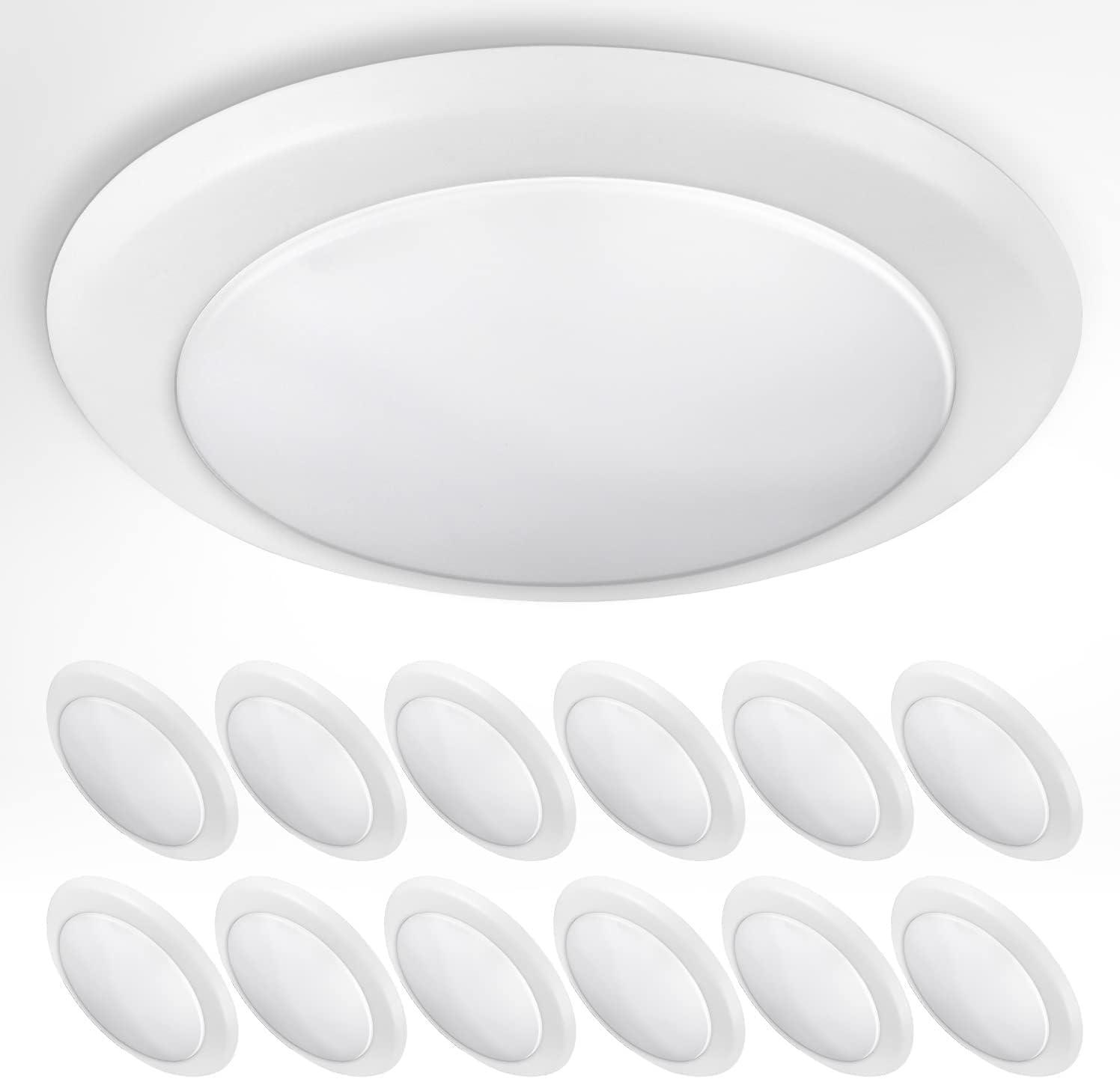 ASD LED Disk Lights 6 Inch | 5000K Daylight, 15W 1300LM | Low Profile Dimmable Flush Mount Ceiling Light, Surface Mount Lighting Fixture for Kitchen, Bedroom, Bathroom | ETL Energy Star - 12 Pack