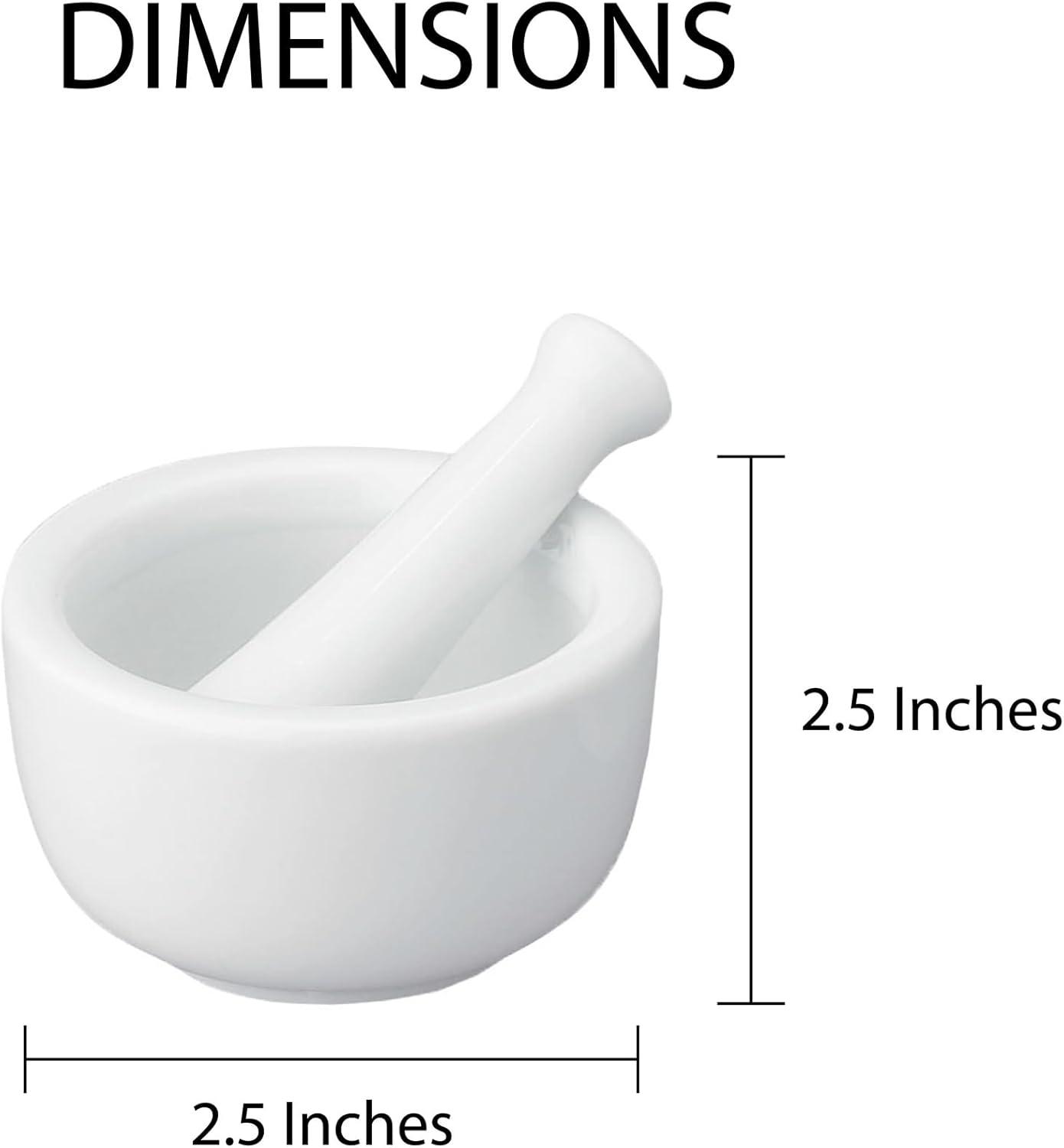 White Porcelain Mortar and Pestle Set for Kitchen