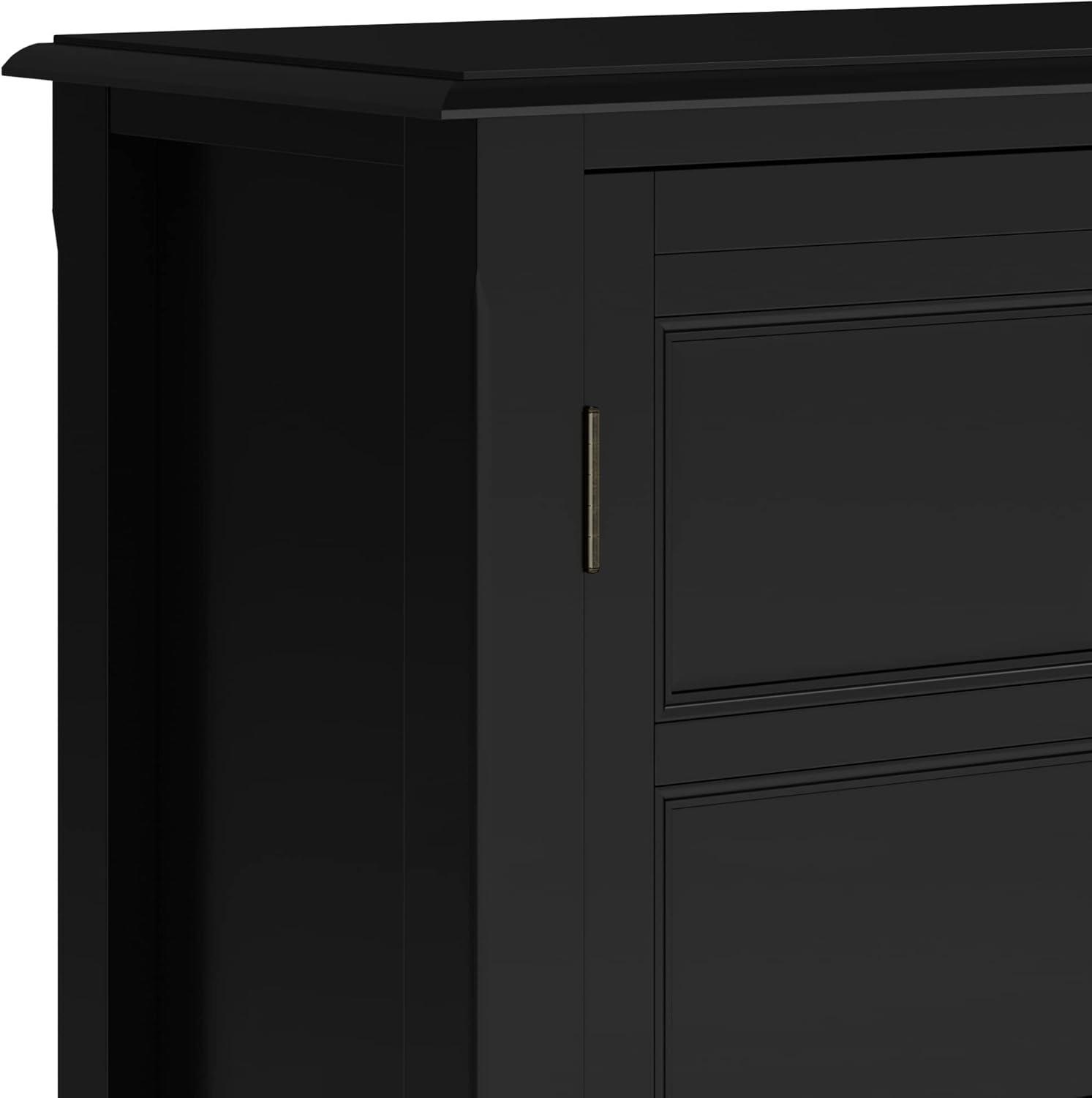 Simpli Home Burlington Solid Wood Low Storage Cabinet In Black