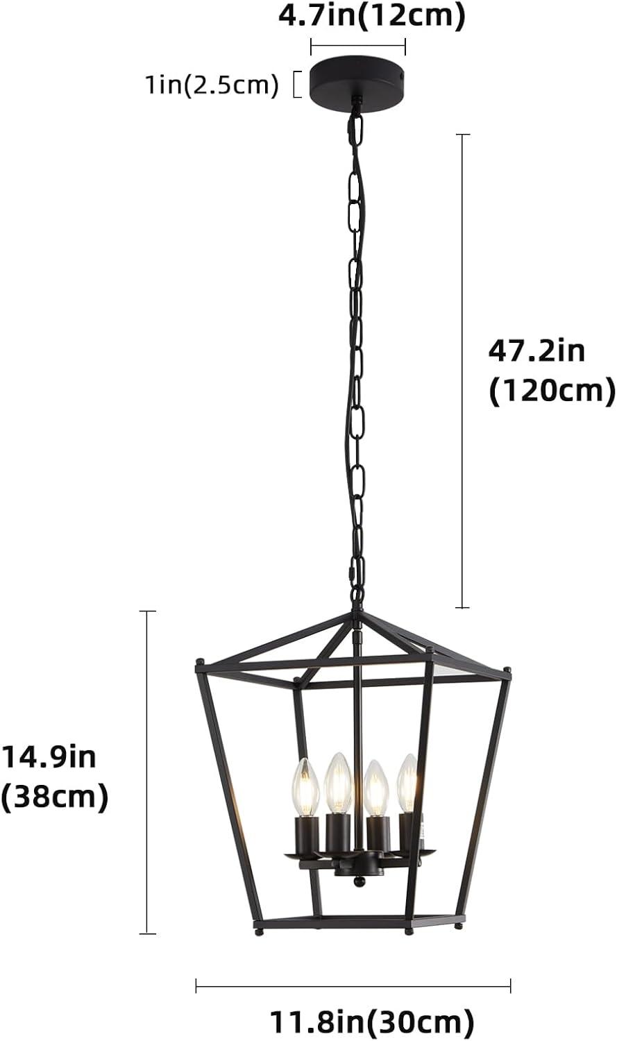 Rustic Lantern Chandeliers 4-Light Ceiling Cage Hanging Lights Gold Pendant Light Fixtures for Kitchen Island Dining Room Farmhouse Entryway Foyer