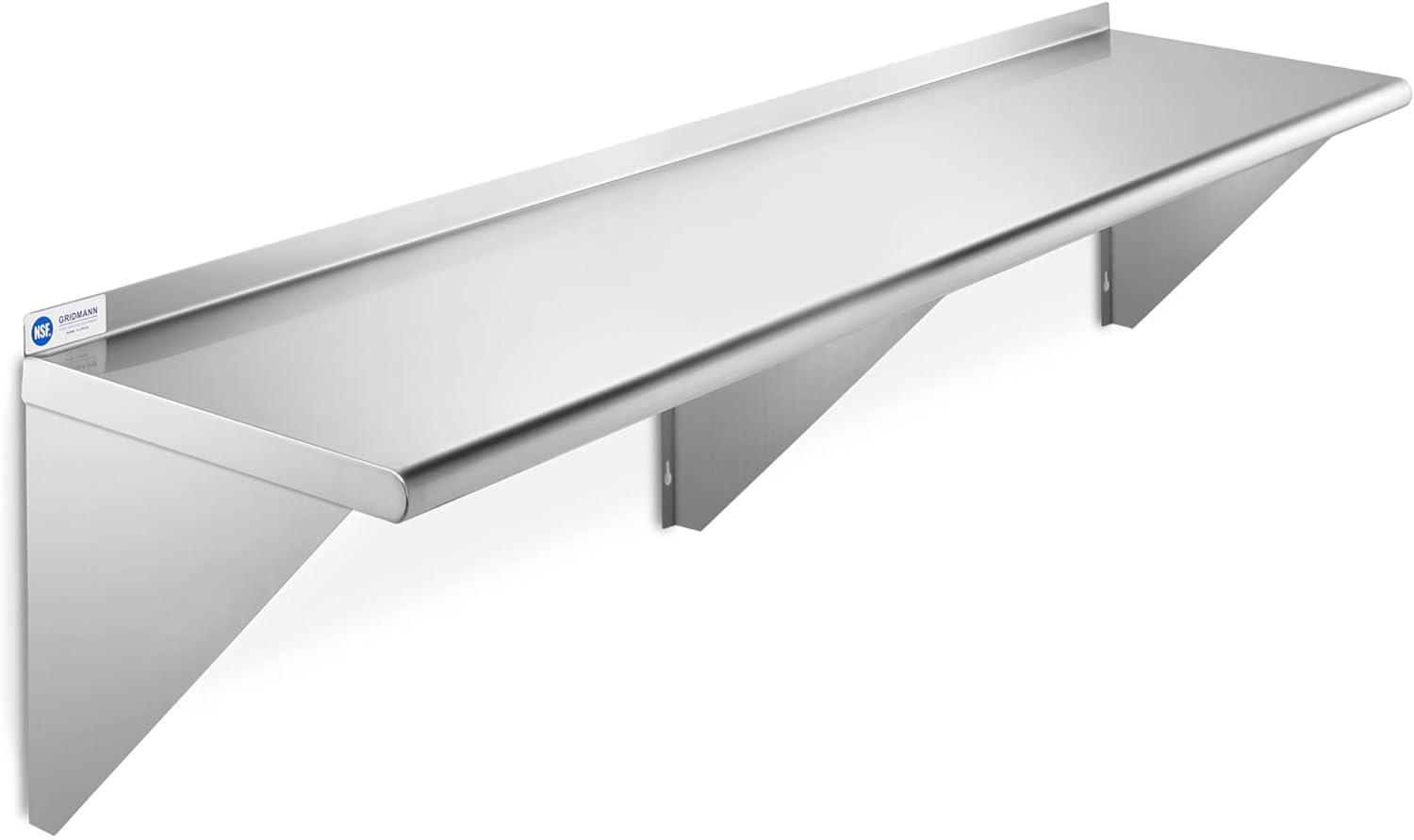 Commercial-Grade 60" Stainless Steel Wall-Mount Shelf with Backsplash