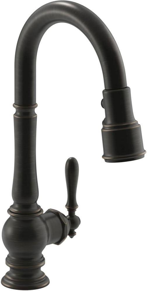 Oil-Rubbed Bronze Pull-Down Kitchen Faucet with Spray