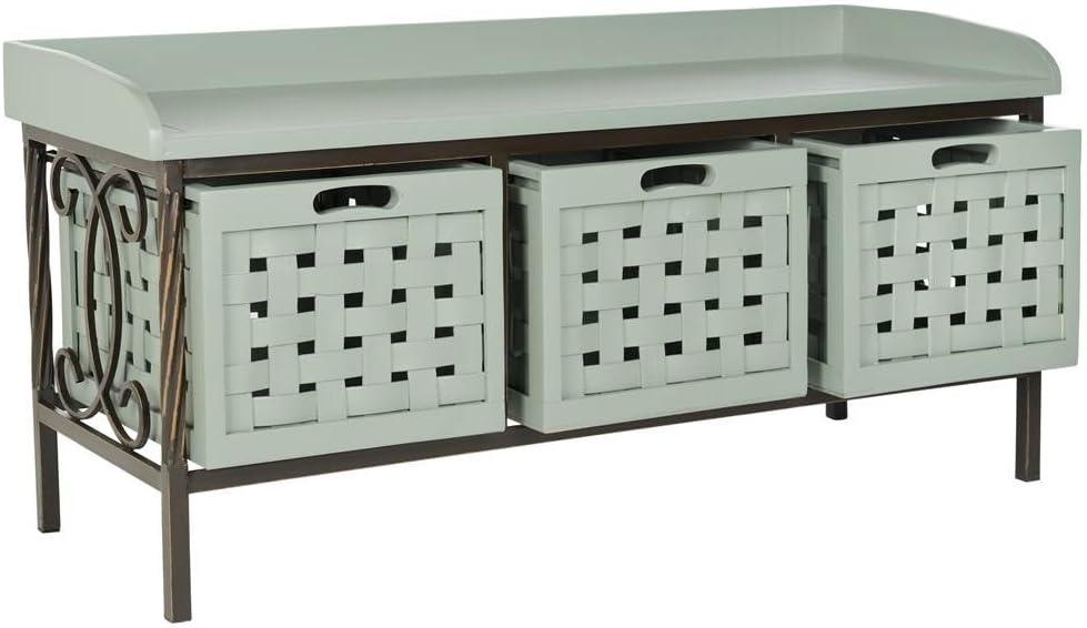 Isaac 3 Drawer Wooden Storage Bench - Teal - Safavieh