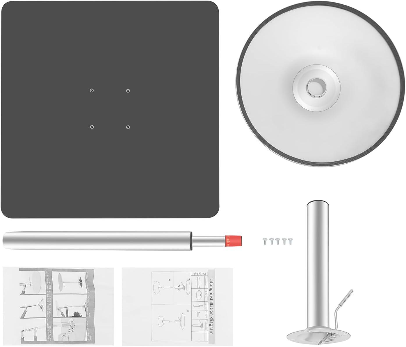 Square Bar Table, Modern Pub Table, 360° Swivel Cocktail Table, Adjustable Height with Black Top, Stainless Steel Leg and Base