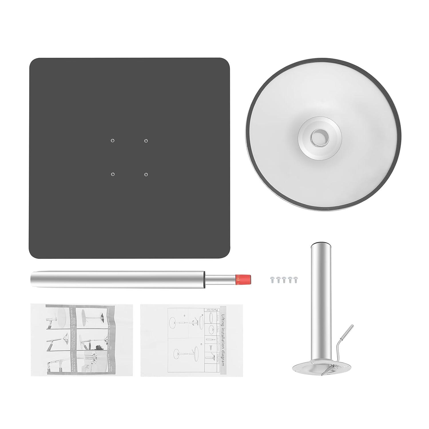 Square Bar Table, Modern Pub Table, 360° Swivel Cocktail Table, Adjustable Height with Black Top, Stainless Steel Leg and Base