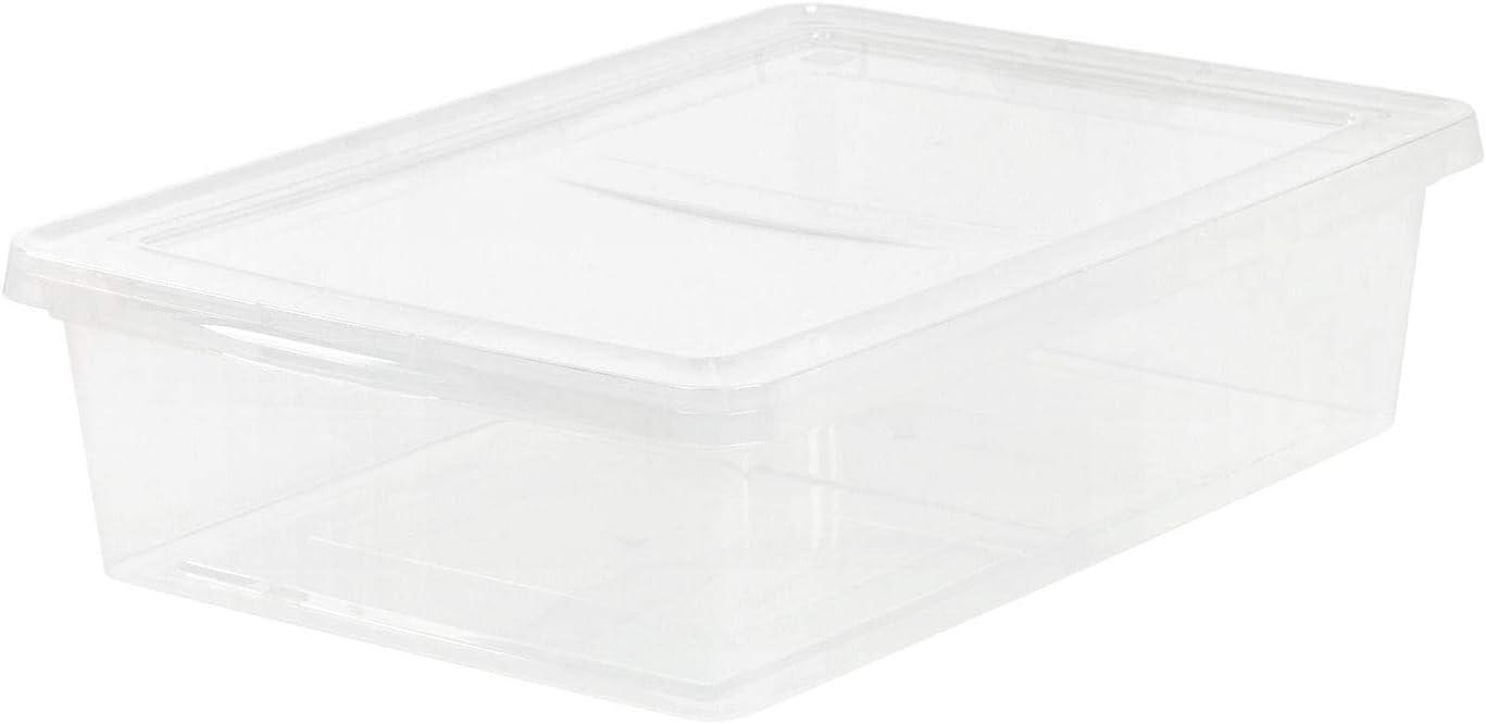 IRIS USA 28 Qt Clear Storage Box, Plastic Stackable Bin with Lid, 10 Pack