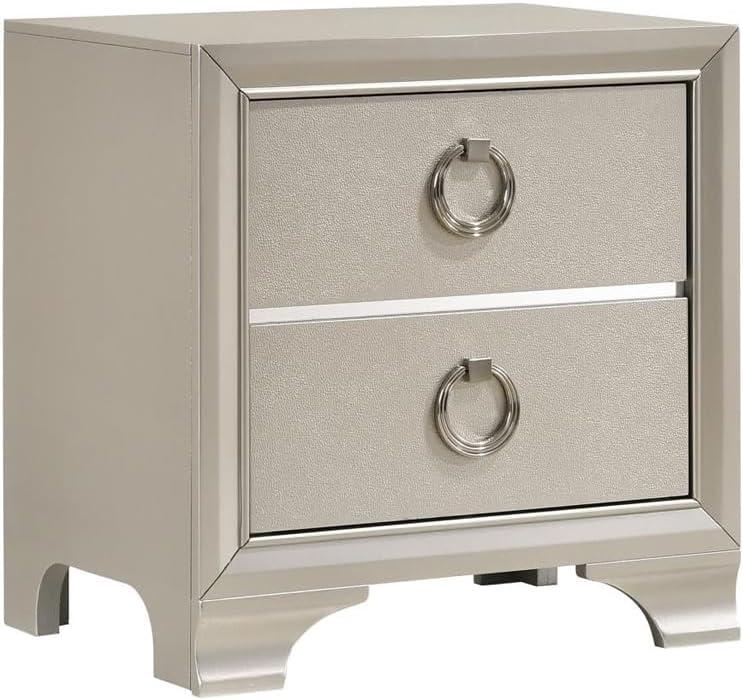Salford 2-drawer Nightstand Metallic Sterling