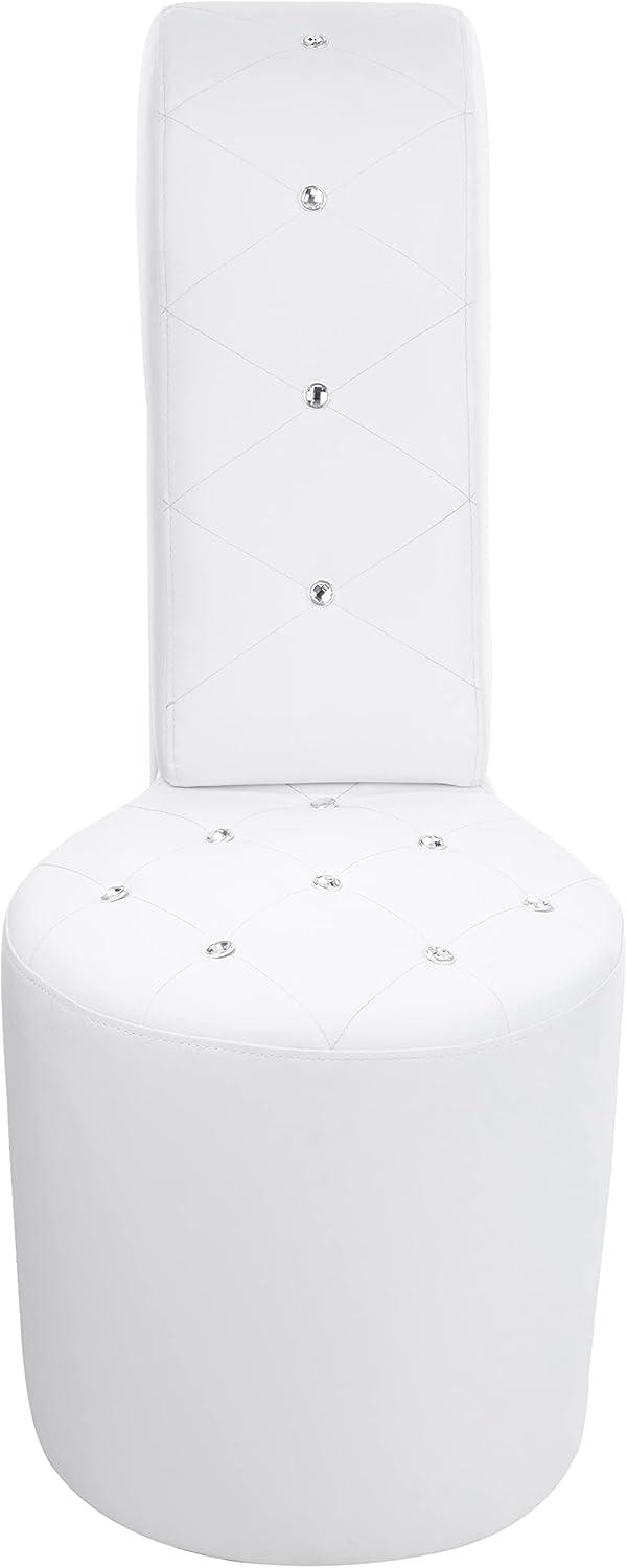 White Faux Leather High Heel Accent Chair with Crystal Studs