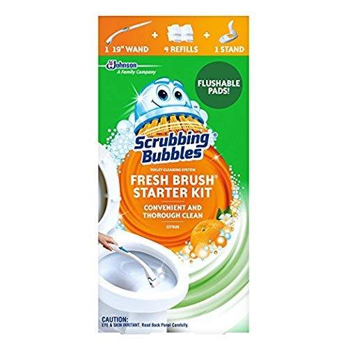 Scrubbing Bubbles Fresh Brush, Starter Kit with Toilet Brush, Stand & 4 Pads, Citrus Scent