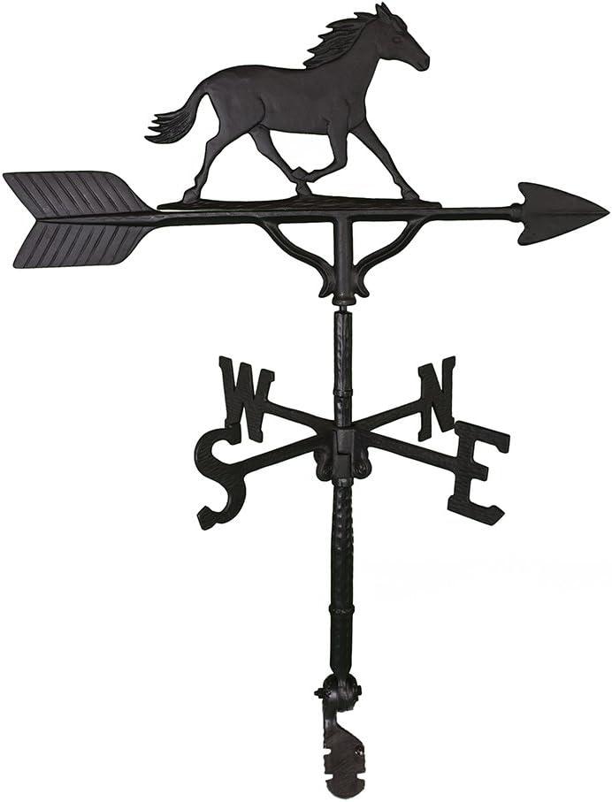 32'' Black Aluminum Horse Weathervane with Gold Finish