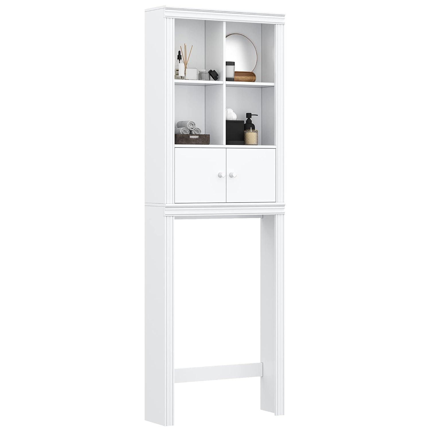Spirich Home Bathroom Shelf Over The Toilet, Bathroom Cabinet Organizer Over Toilet, Space Saver Cabinet Storage (White)