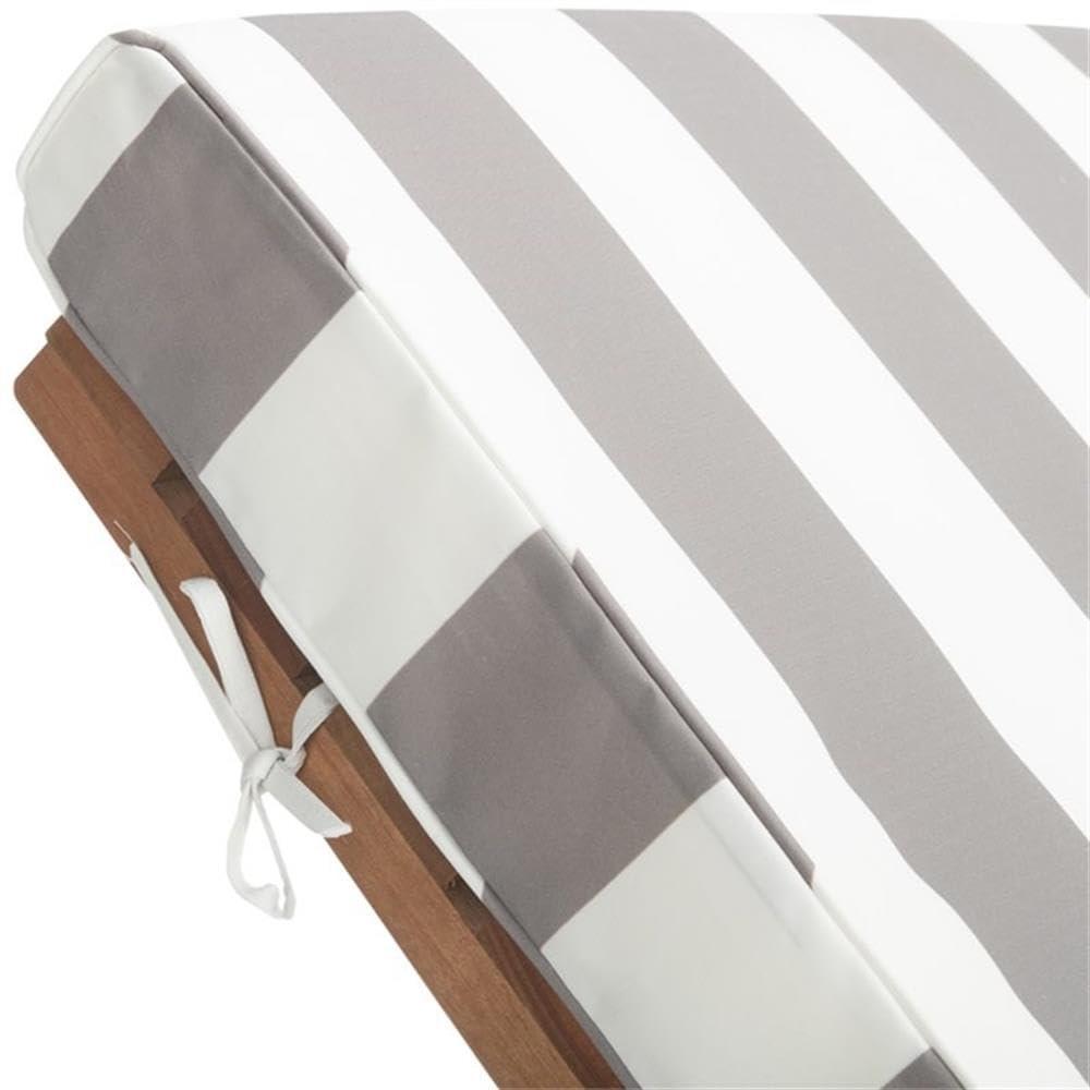Newport Lounge Chair - Outdoor - PAT7022 - Natural/Grey Striped -Safavieh