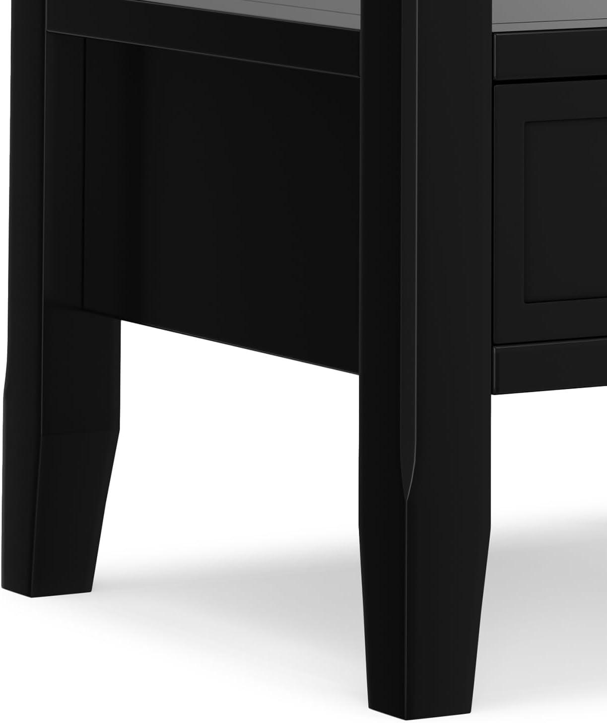 Simpli Home Acadian Solid Wood Transitional End Table with Drawer and Open Shelf