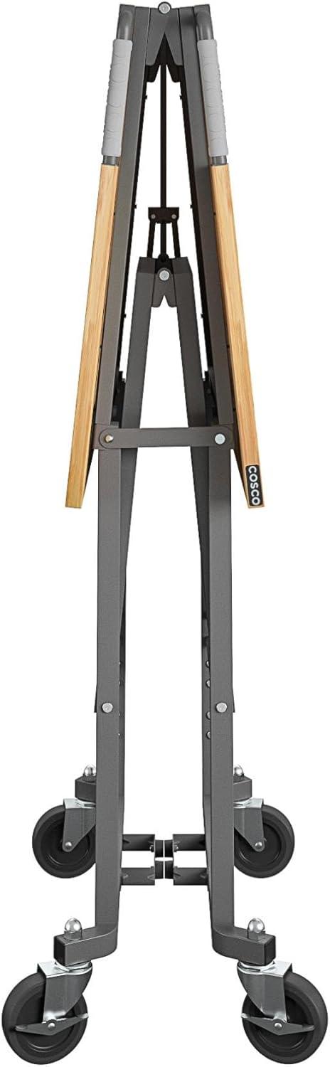 COSCO SmartFold Butcher Block Portable Workbench / Folding Utility Table (Gray Steel Frame)