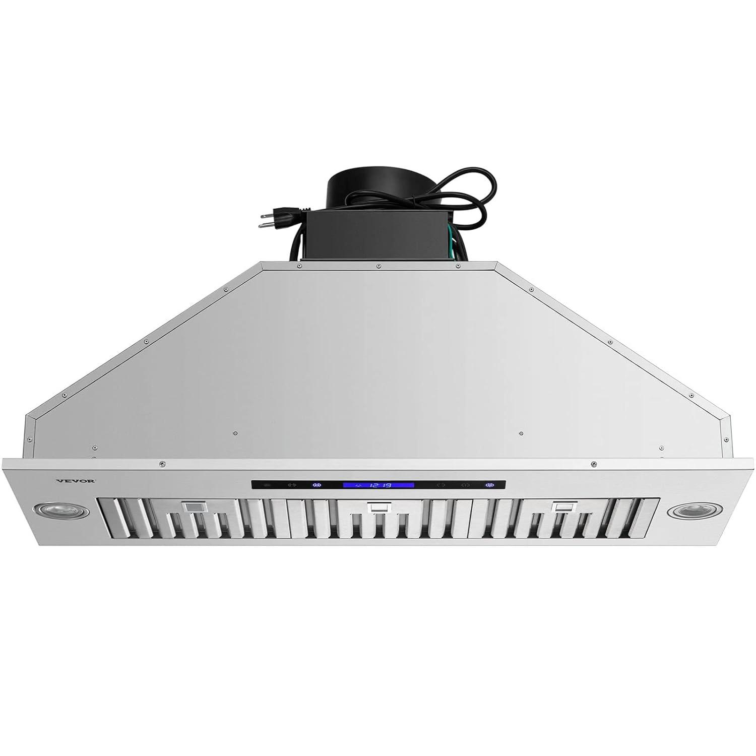 VEVOR 36" 900 CFM 4 Speed Ducted Insert Range Hood with Charcoal Filter and Light