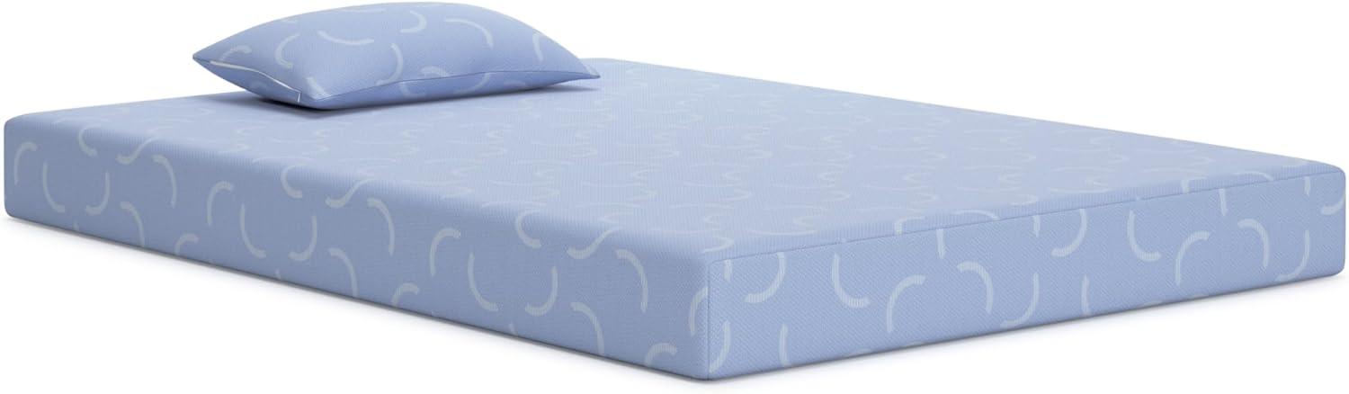 Twin Blue Memory Foam Mattress with Knit Cover and Pillow