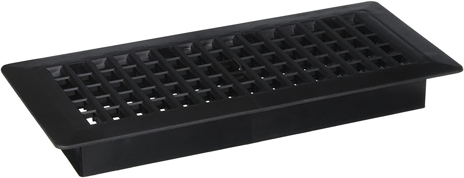 Black Rectangular Plastic Floor Register, 4x10 Inch