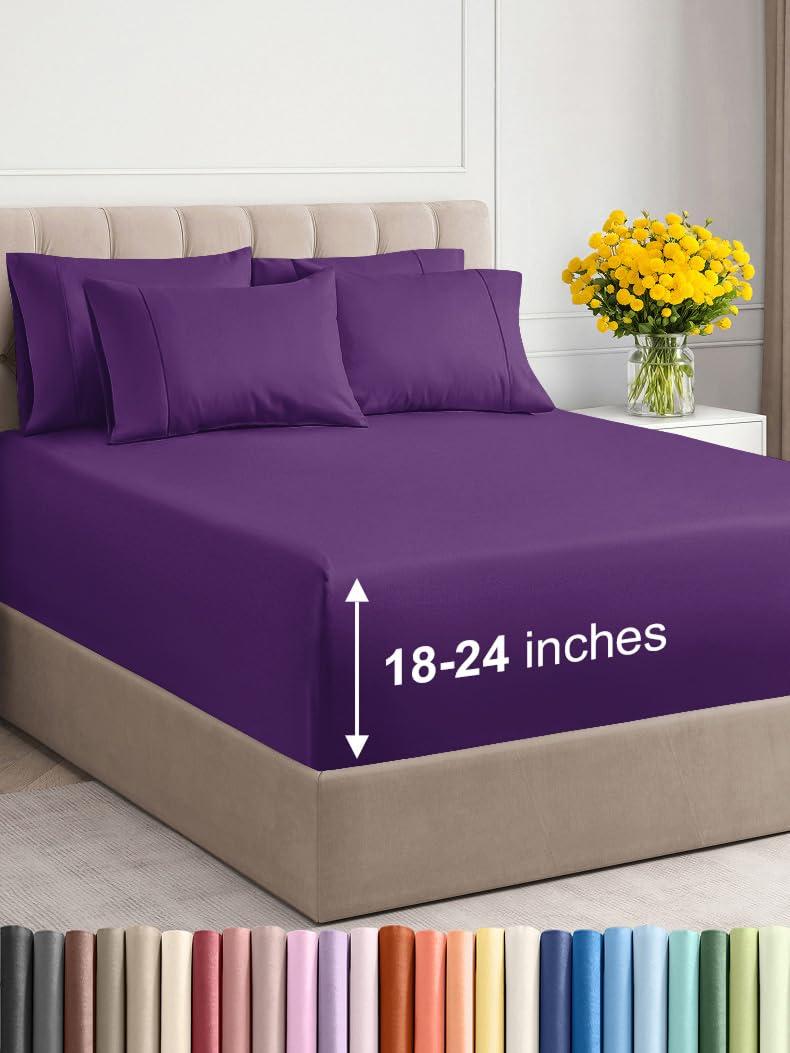 CGK Linens 6 Piece Extra Deep Pocket Ultra Soft & Cooling Sheet Set