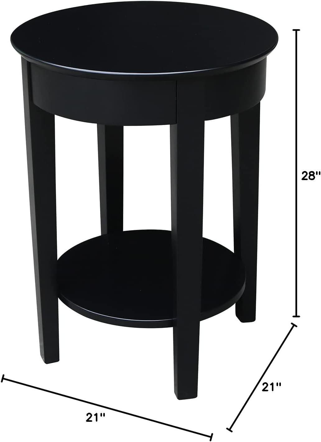 International Concepts Phillips Accent Table with Drawer Black: Solid Parawood, Mid-Century Modern, Square Shape