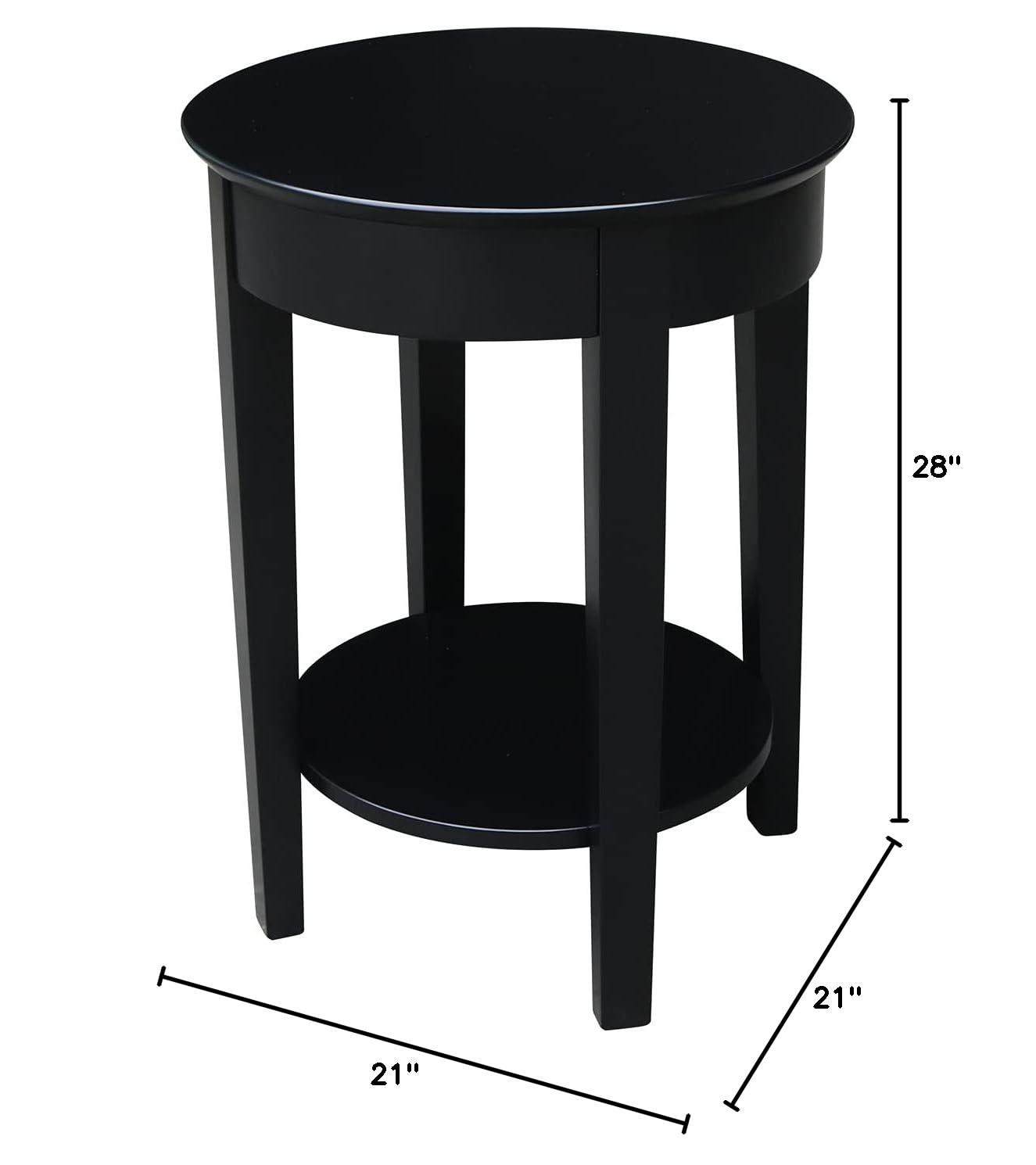 International Concepts Phillips Accent Table with Drawer Black: Solid Parawood, Mid-Century Modern, Square Shape