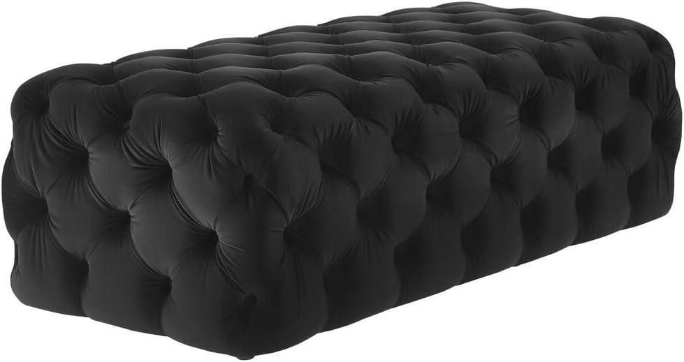 Kaylee Jumbo Black Velvet Ottoman