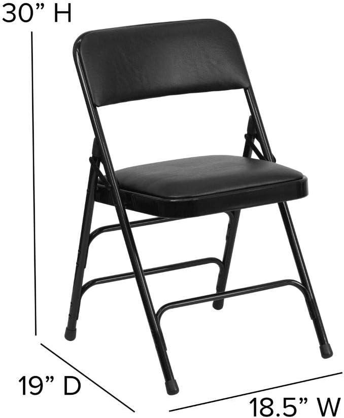 Flash Furniture HERCULES Series Metal Folding Chairs with Padded Seats | Set of 2 Black Metal Folding Chairs