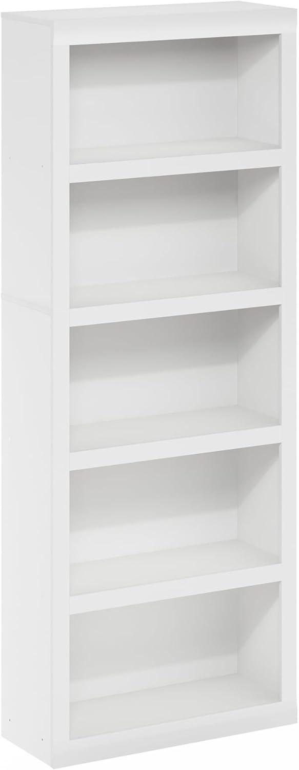 White 5-Tier Composite Wood Open Shelf Bookcase