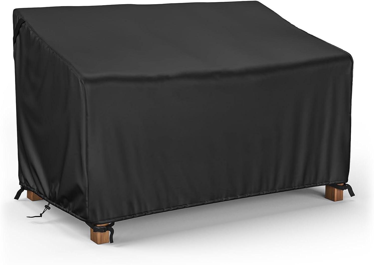 Black Waterproof 2-Seater Patio Loveseat Cover with Buckle Straps