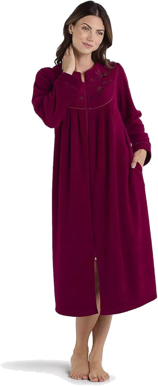 Burgundy XL Micro Fleece Long Sleeve Zip Robe