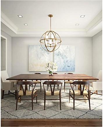 Satin Brass 9-Light Chandelier with Etched Glass Shades