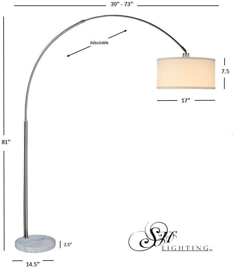 Sophia Adjustable White Arc Floor Lamp with Marble Base