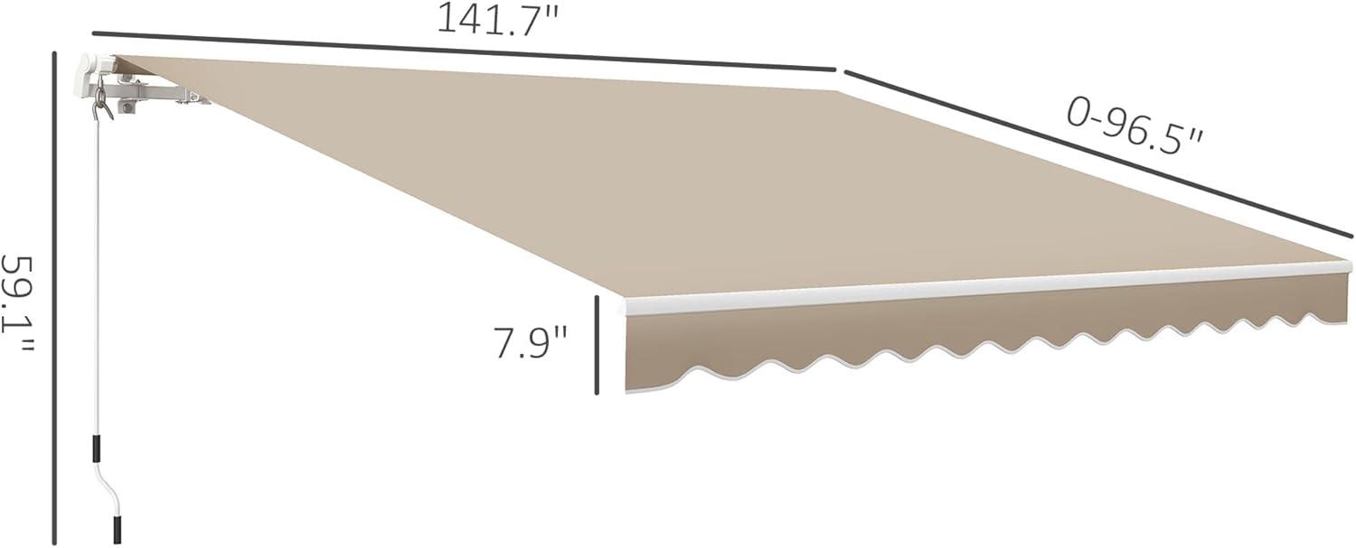 Cream White 12' x 10' Retractable Aluminum Patio Awning