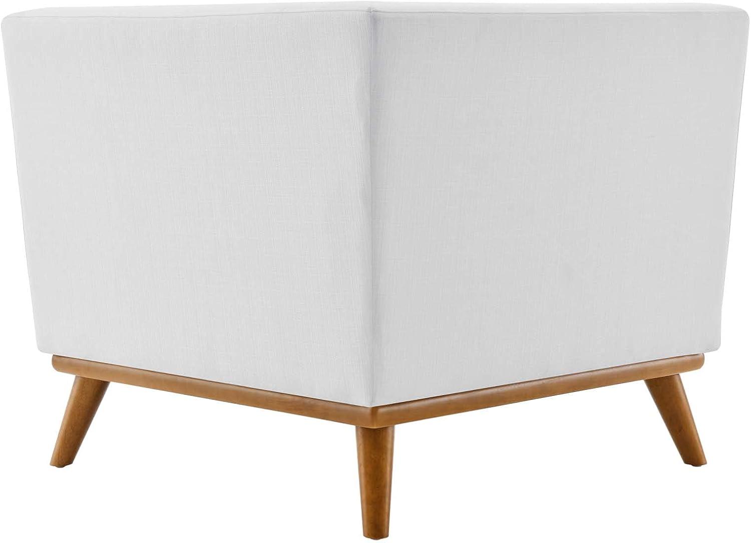 Modway Engage Upholstered Fabric and Wood Corner Chair in White