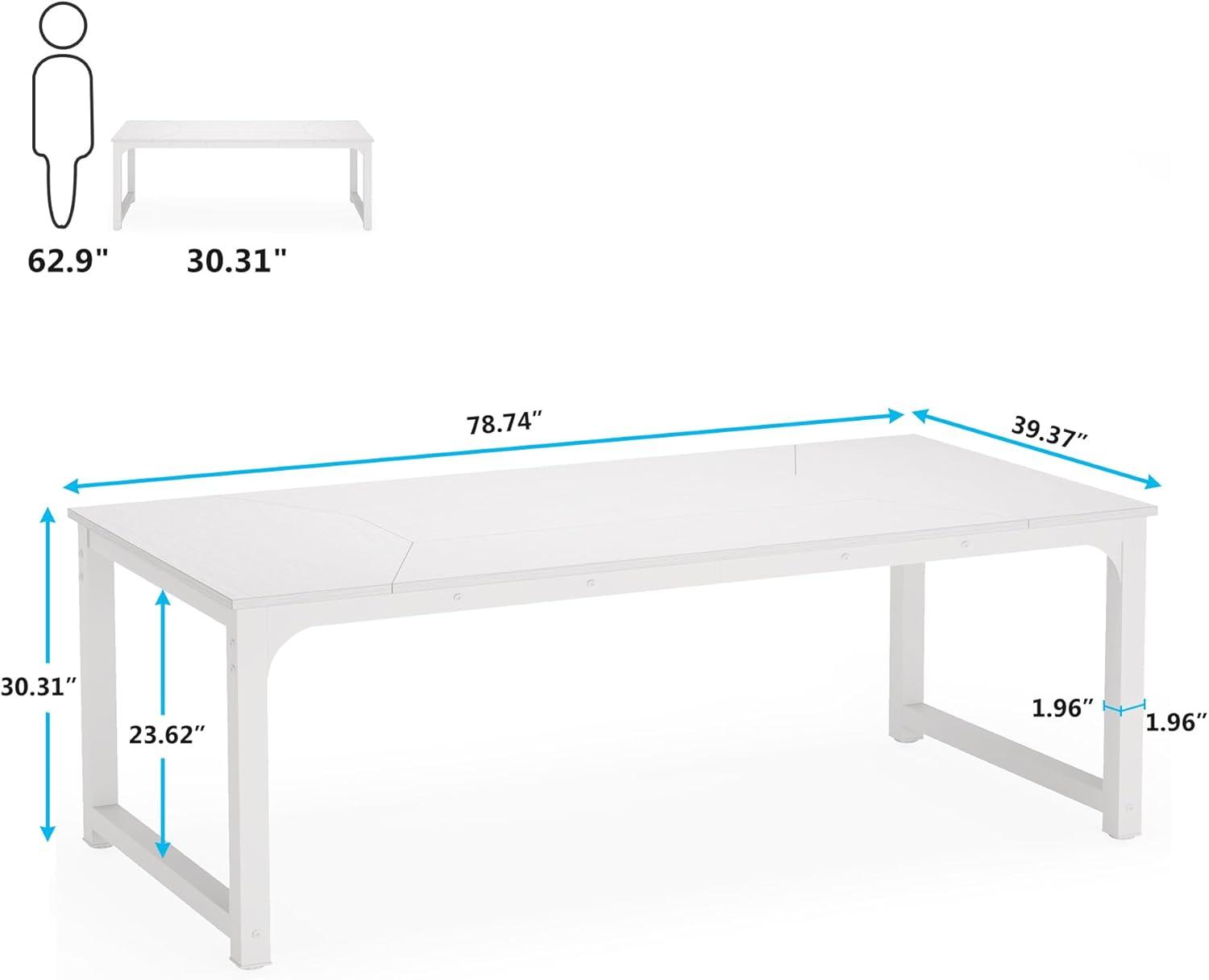 Tribesigns 78.7" Rectangular Office Desk White