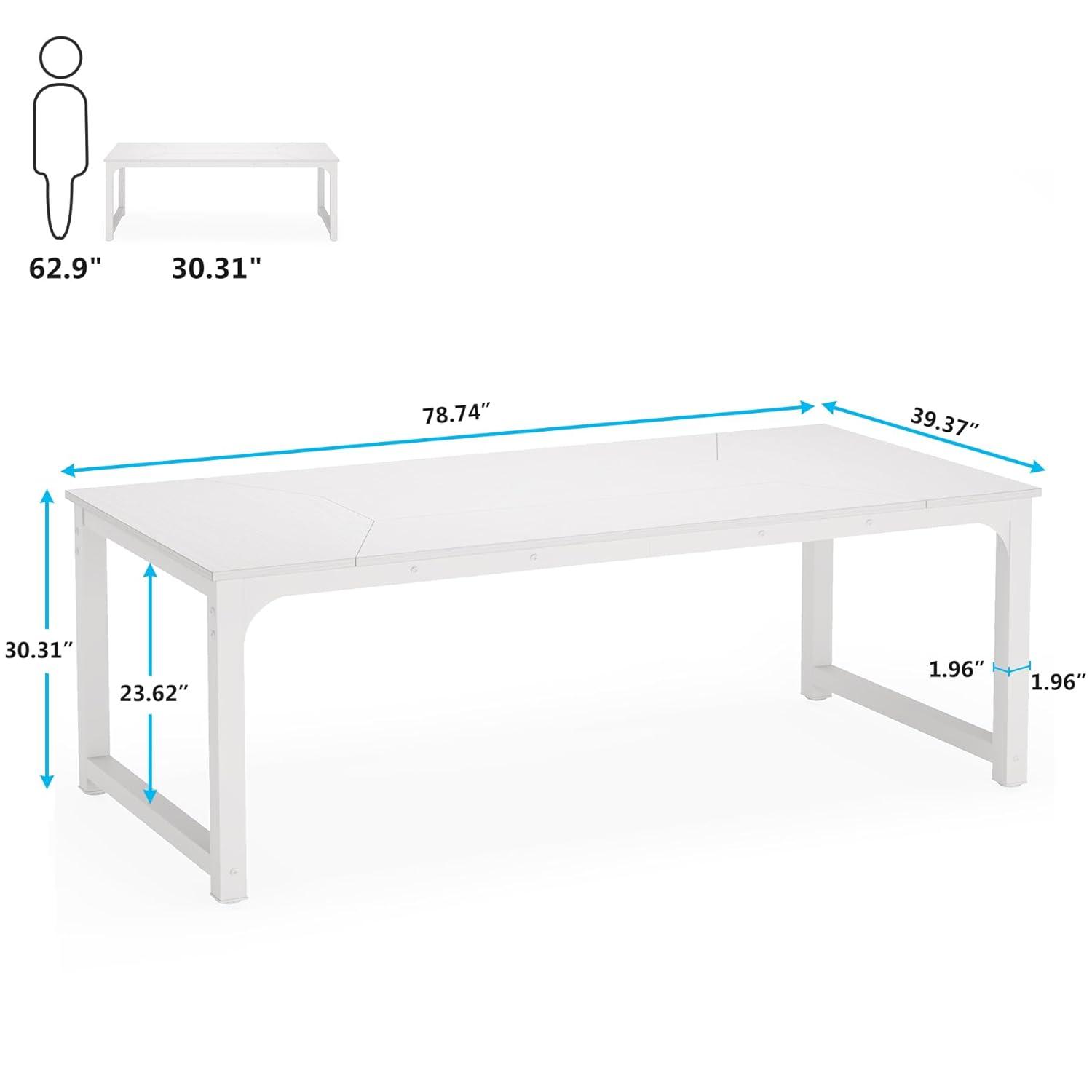 Tribesigns 78.7" Rectangular Office Desk White