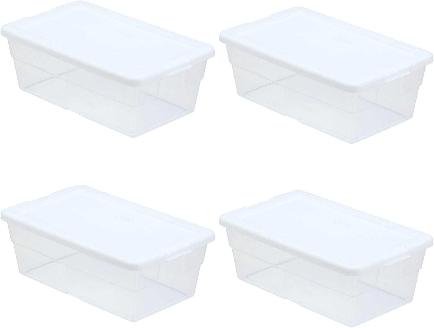 Sterilite Storage Box 13.5" X 8.3" X 4.8", 6 Qt. Clear - Pack of 4