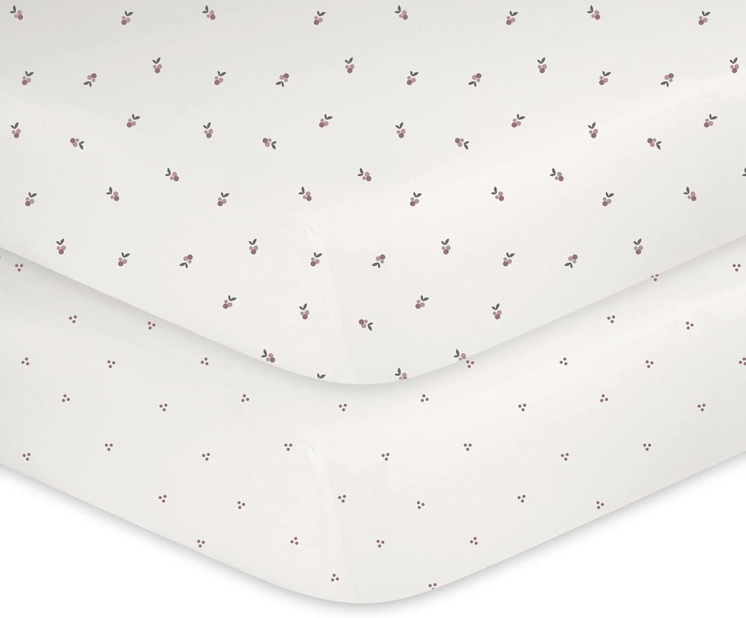 Ely's & Co. Waterproof Crib Sheets -Berry and Cluster Dot Blue 2 Pack