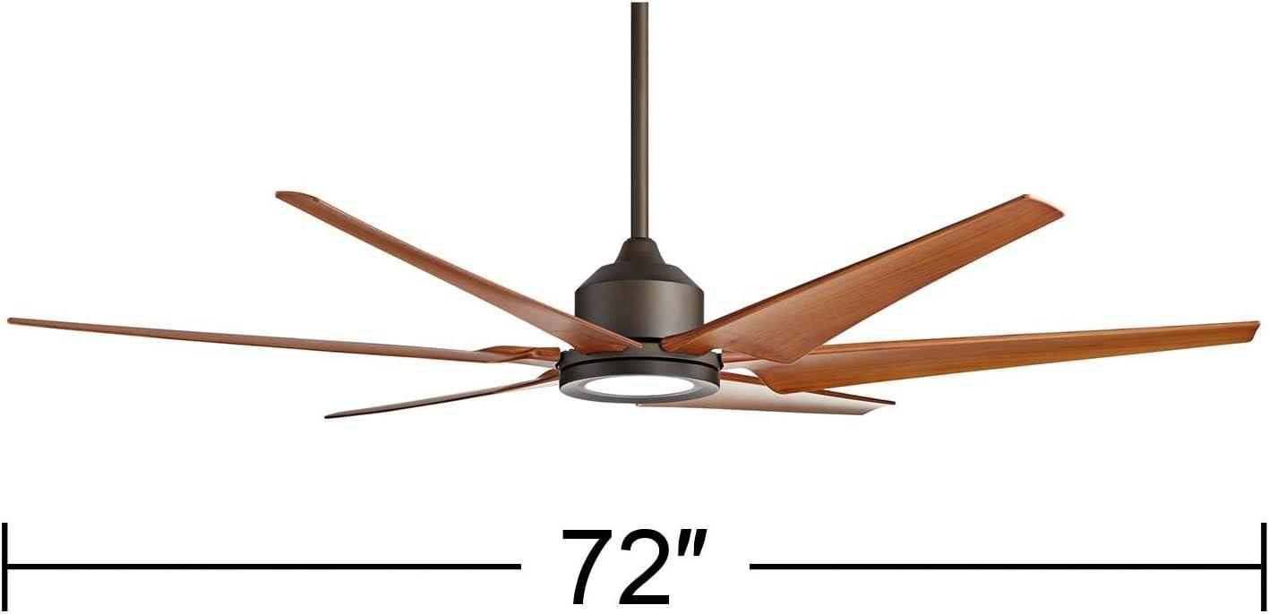 72" Casa Vieja Power Hawk Modern Indoor Outdoor Ceiling Fan with Dimmable LED Light Remote Oil Rubbed Bronze Painted Wood Damp Rated for Patio House