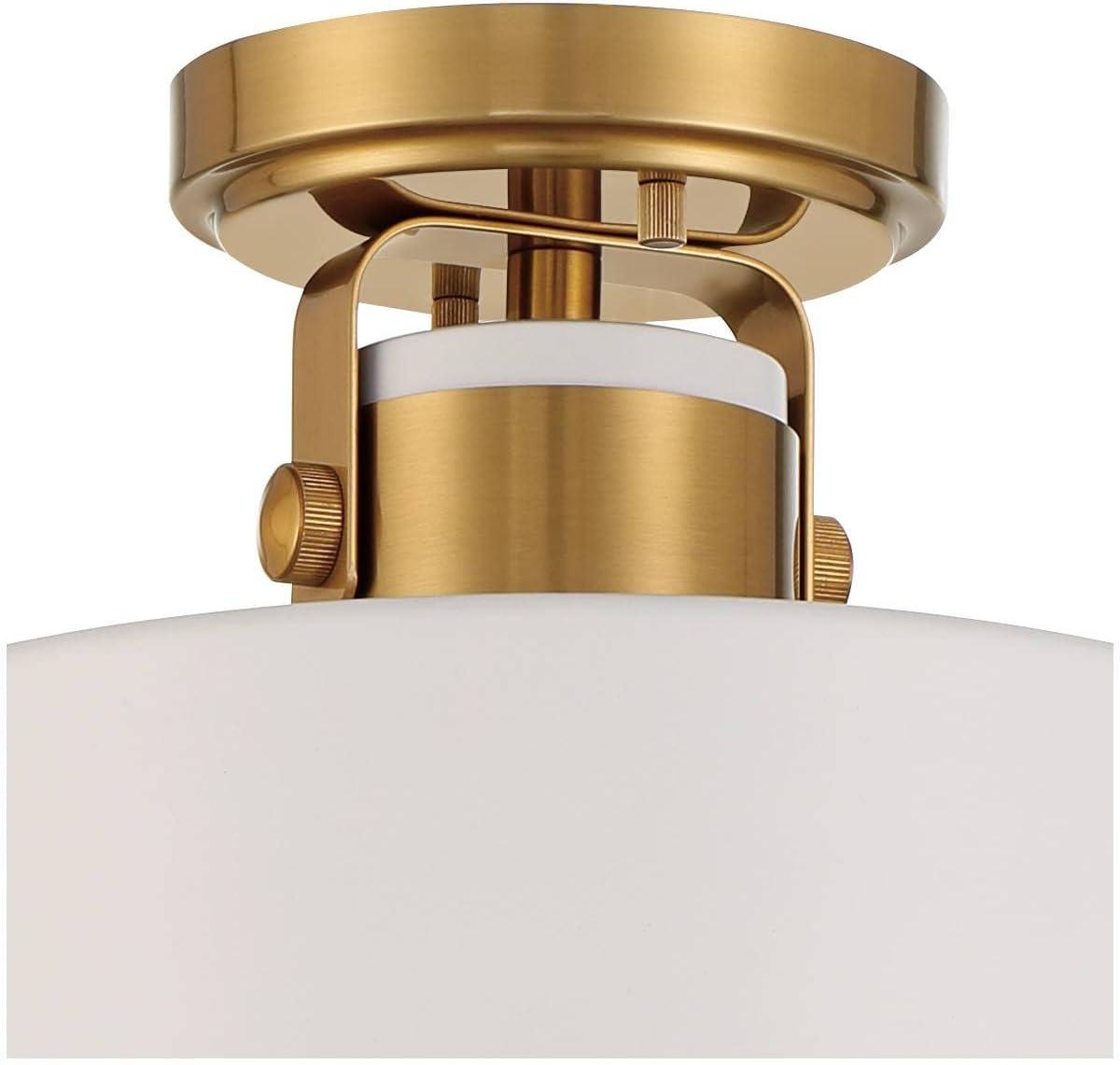 Possini Euro Design Courtney Modern Ceiling Light Semi Flush Mount Fixture 10" Wide Soft Gold Metal White Drum Shade for Bedroom Kitchen Living Room