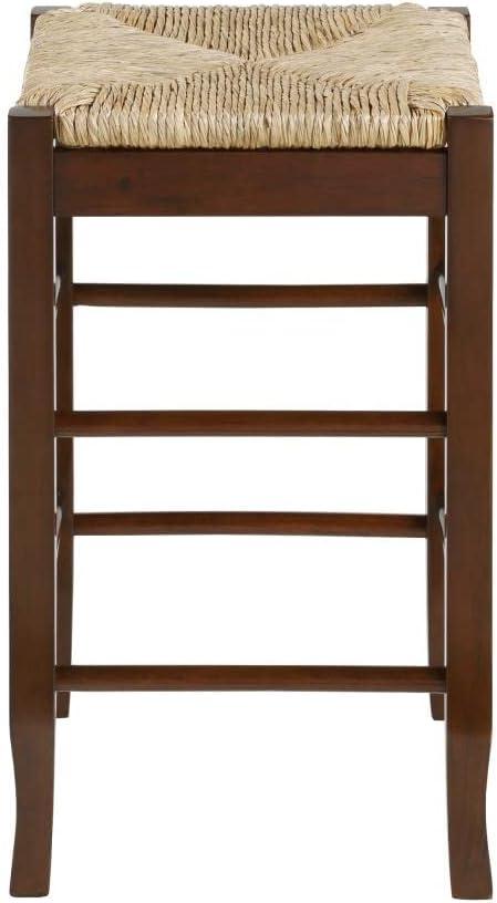 Boraam 24" Rush Seat Hardwood Counter Height Barstool Cappuccino: Solid Wood, Fixed Height, 300lb Capacity