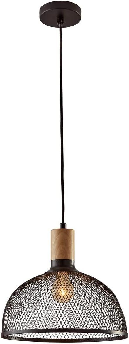 Large Dale Pendant Black - Adesso: Industrial Style, Rubber Wood Accent, ETL Listed