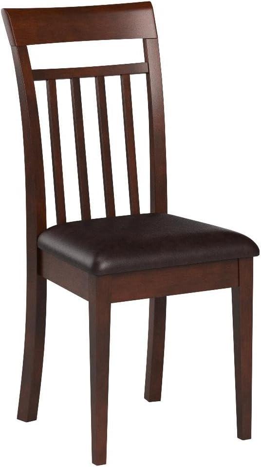 Capri Mahogany Slat Back Dining Chair with Leather Seat, Set of 2