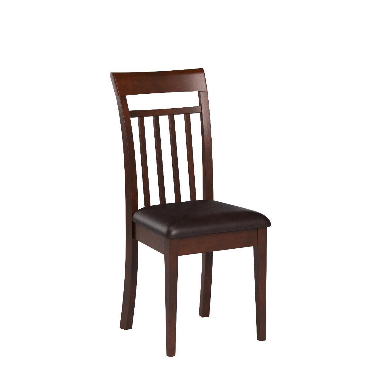 East West Furniture, Capri slat back Chair for dining room with Leather Upholstered Seat , Set of 2
