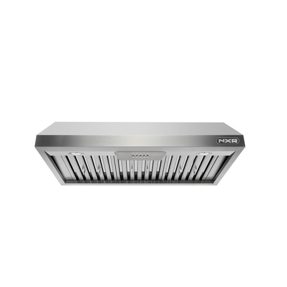 NXR Professional Ranges 30" Stainless Steel 800 CFM Under Cabinet Range Hood with Baffle Filter