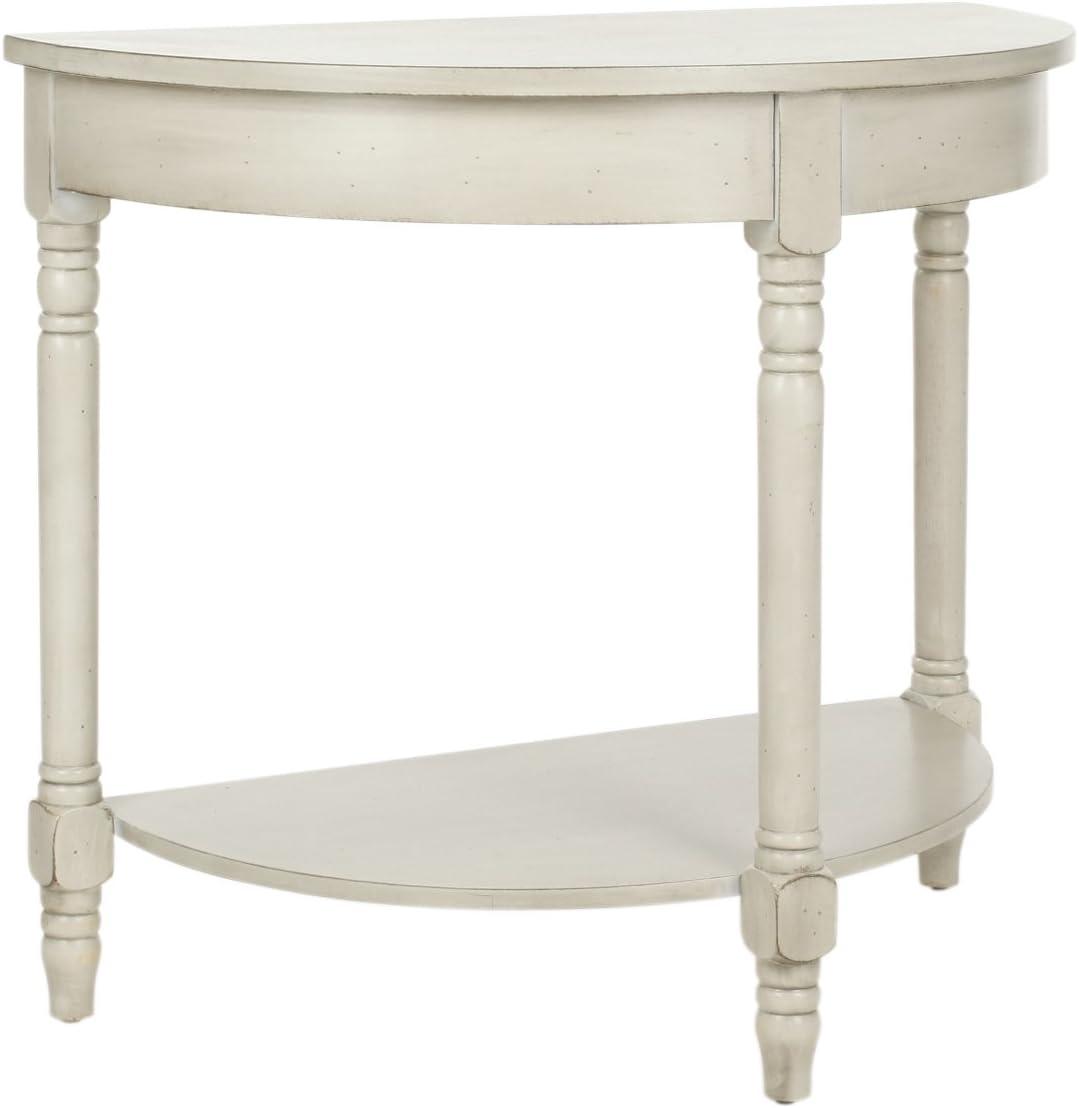 Transitional Beige Demilune Console Table with Turned Legs