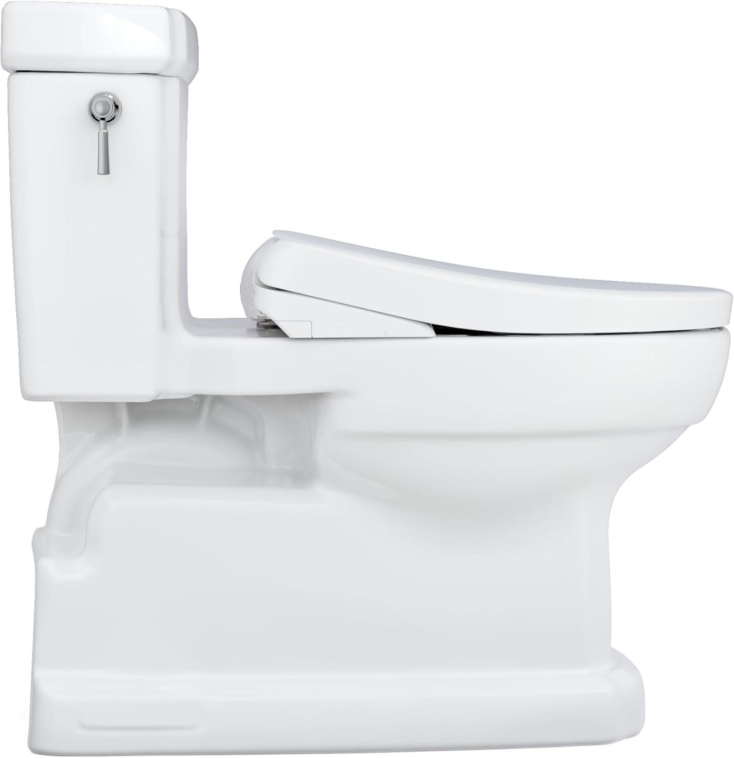 Cotton White Elongated High Efficiency Macerating Toilet with Bidet