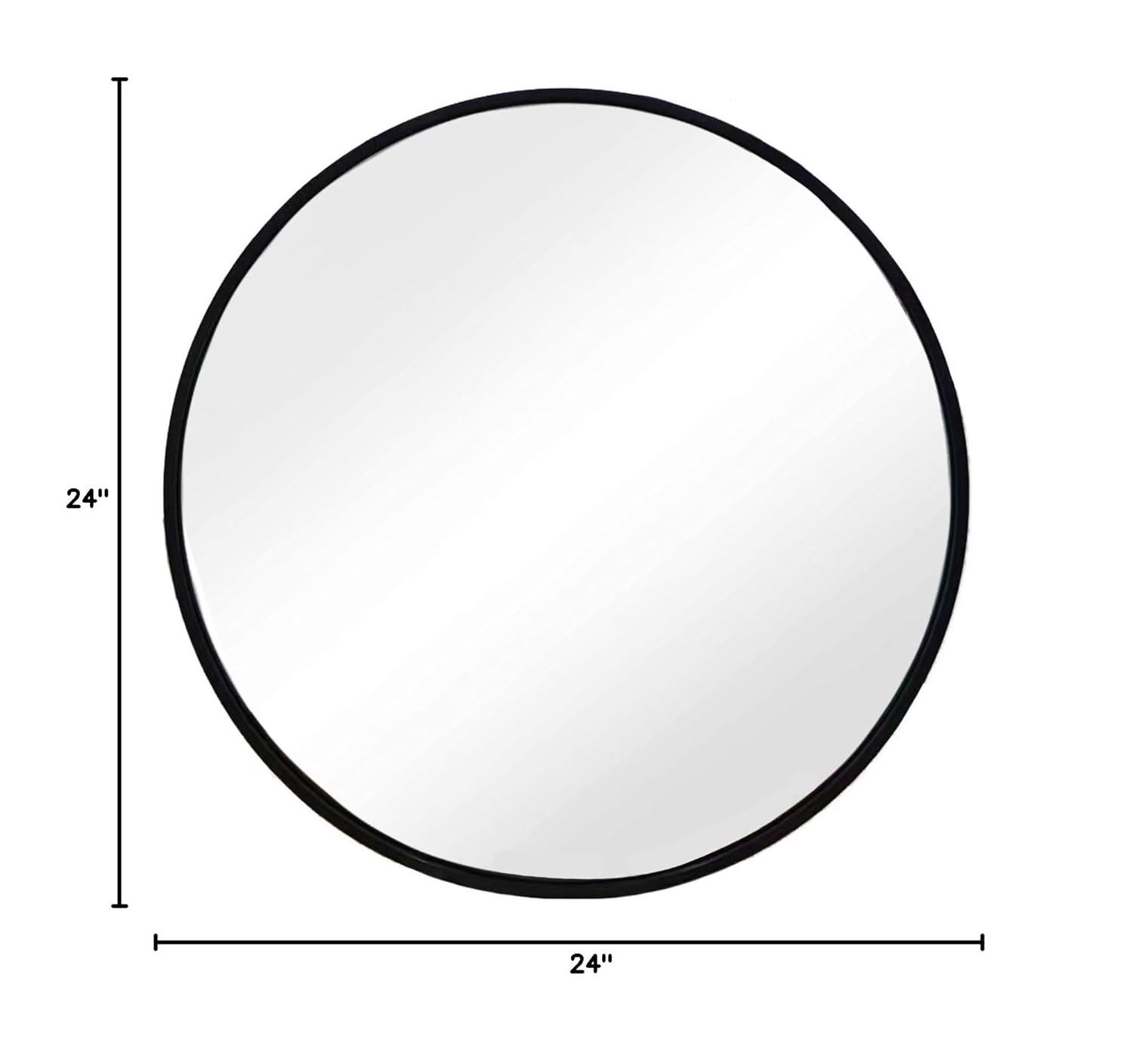 Black Round Mirror, Round Mirror 24 inch, Black Circle Mirrors Metal Frame, Wall Mounted Mirrors for Living Room, Bathroom, Wall, Entryway, Rustic.