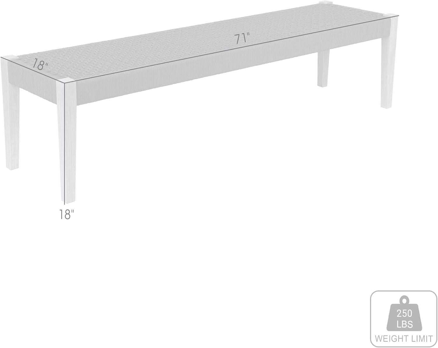 Camino Indoor Outdoor Dining Bench in Eucalyptus Wood and Gray Rope